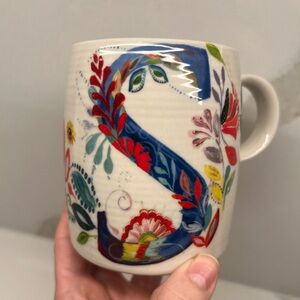 Starla M. Halfmann Floral Monogram “S” Mug · Cottagecore Ceramic Coffee Cup Mug
